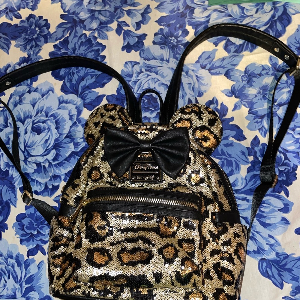 Loungefly Brown and Black Backpack with Leopard Print